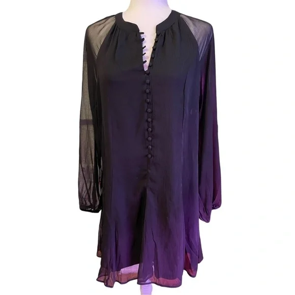 JOIE Long Balloon Sleeve MIDI Dress Black M - Picture 6 of 10